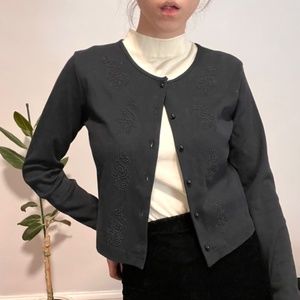 Vintage Blue Beaded Cardigan